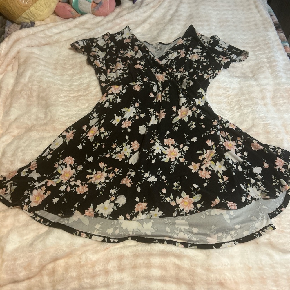 No Boundaries Black and Pink Floral Kids Dress